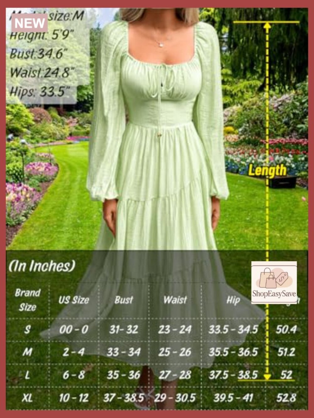 Tiered Maxi Dress Off Shoulder Smocked Flowy Boho Cottagecore Long Sleeve - Picture 7 of 7